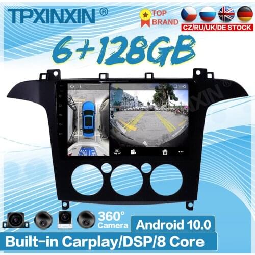 360 HD 6GB+128GB Android 10.0 For Ford S-Max 2006 2007 2008 Car DVD Multimedia Stereo Player radio Navigation GPS Tape Recorder
