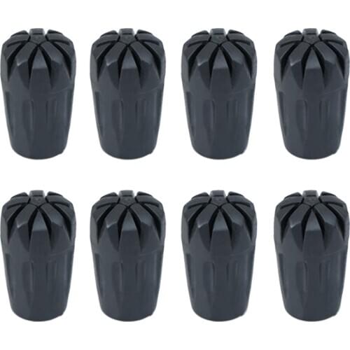 8 Pieces Hiking Stick Tips Mountaineering Pole Cap End Accessaries Black
