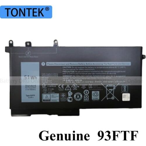Genuine 93FTF Laptop Battery For Dell Latitude 5480 5490 5580 5590 5495 5491 M3520 M3530 E5480 E5490 E5580 E5590 4YFVG 51Wh AKKU