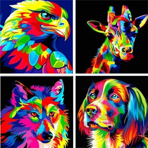 Color animal 5D DIY diamond painting wolf eagle dog giraffe home decoration painting 3d diamond embroidery mosaic wall sticker