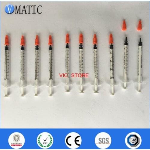 Free Shipping Non Sterilized 10Pcs Clear 1cc/ml Plastic Manual Syringe With Orange Syringe Cap/Stopper