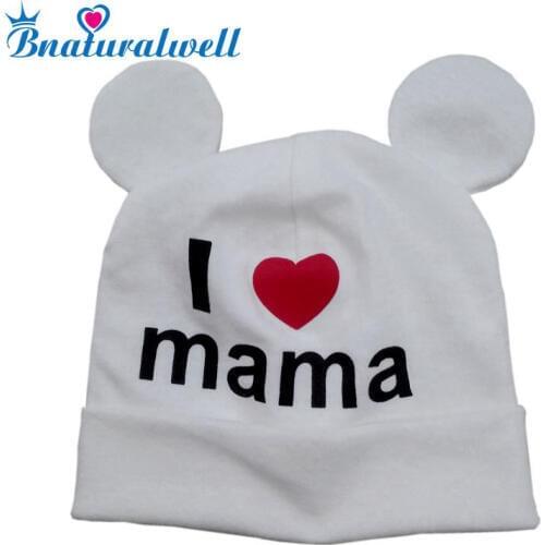 Bnaturalwell Baby cotton Beanie hat Toddler Skullcap Cute I Love Mama Beanies Winter Hat Newborn Skull Cap Knit fabric H042D