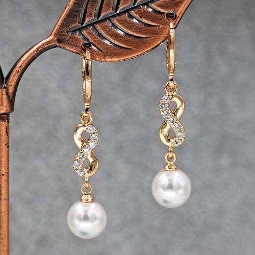 Bohemian Fashion Pearl earrings in Drop Earrings for Womens earrings Gold Filled with Zircon Dangle Earrings Wedding Jewelry