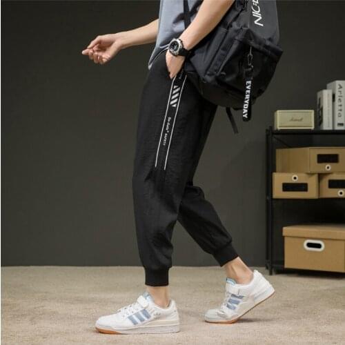 Men pants clothing cargo Wide summer Joggers Track Pants Elastic Waist Sport Casual Trousers Baggy Fitness