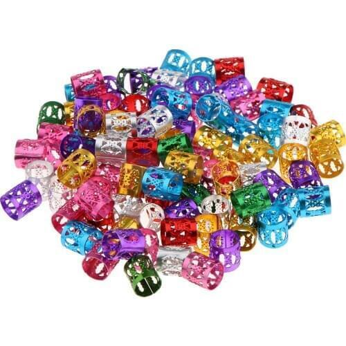 Lots 150 Pieces Colorful Dreadlock Hair Beads Dread Hair Braid Pins Rings Clips DIY Cuff Jewelry for Hair Extensions