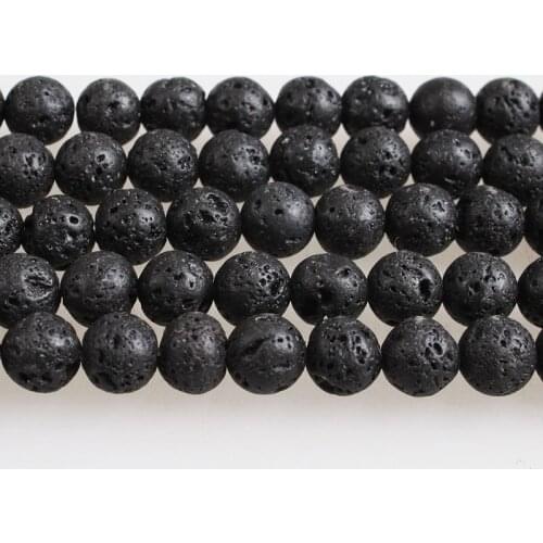 Natural Stone Beads Black Lava Beads Volcanic Stone Loose Beads 4 6 8 10 12 14 16 18MM Beads For Diy Jewelry Making