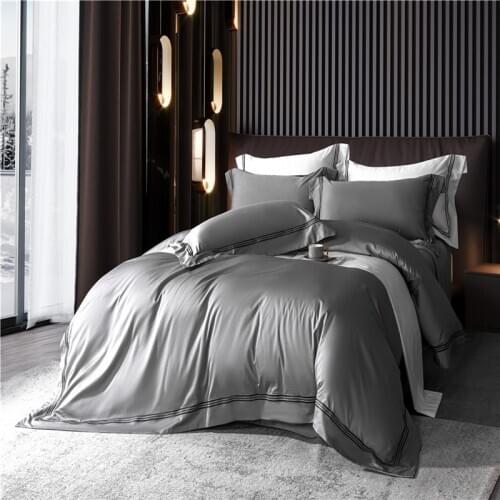 Home Hotel Duvet Cover Bed Sheet Pillowcases Cotton Sateen Embroidered Lines 600TC Purple Green Queen King size 4Pcs Bedding set