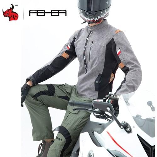 FEHER Summer Motorcycle Jacket +Pants Moto Tooling Pants Breathable CE Protective Gear Motocross Set Motocross Jakcet