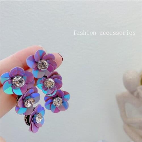 Purple Flower Drop Dangle Earrings for Women Metal Resin Arcylic Pendant Earrings Wedding Party Jewelry Gift