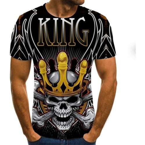 Summer Mens Terror Skull 3d Printed T-shirt Fashionable Breathable Short Sleeve Unisex Streetwear Quick-dry Pattern Top T-shirt