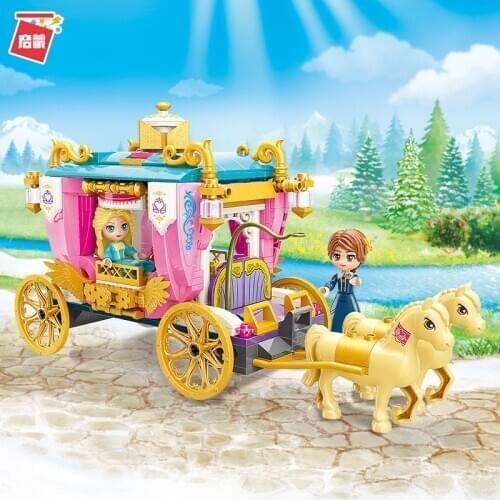 458PCS Enlighten Royal Princess Carriage Friends Building Blocks with 2 Figures Compatible Bricks for Girls Gift Kids Xmas Toys