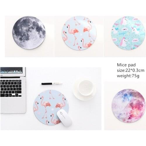 1 PCS Cute Round Mouse Pad Flamingo Unicorn Moon Mat Computer Peripherals Accessory Mice Cushion