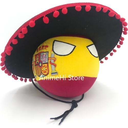 The Kingdom of Spain Ball and Morion Helmet Sombrero Doll ESP countryballs plushies Cosplay Polandball Plush Toy for Gift 20CM