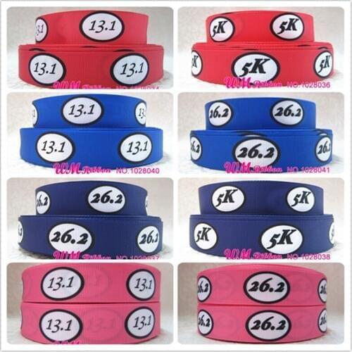 Q&N ribbon 7/8inch 22mm 5k 26.2 13.1 printed grosgrain ribbon webbing 50yards/roll for hair tie free shipping