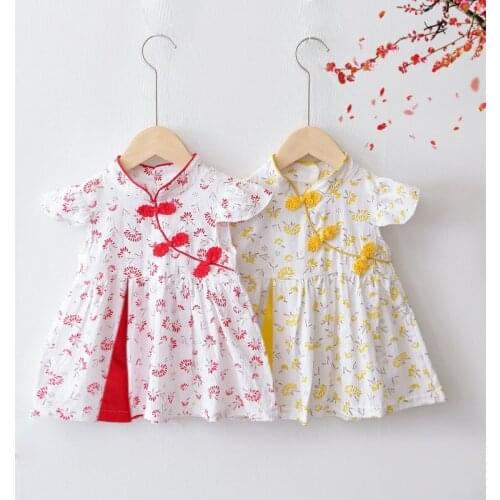 Summer Baby Girl Dress Kids Dresses for Girls Toddler Girl Clothes Floral Print Flying Sleeve Girls Dresses Princess Dress 0-3Y