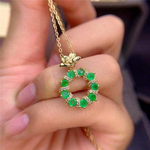 Lotus Pendant Natural Emerald Pendant S925 Sterling Silver Womens Popular Emerald Necklace Birth Stone Exquisite Jewelry