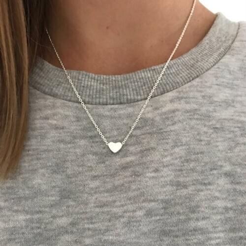 Fashion Smooth Surface Heart Pendant Necklace Women Girl Jewelry Stainless Steel Gold Chain Statement Necklace Kolye Collares