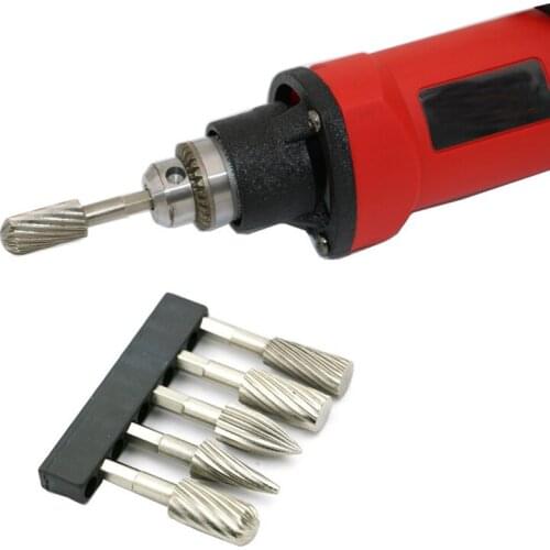 URANN 5pcs HSS Routing Router Drill Bits Set Dremel Carbide Rotary Burrs Tools Wood Stone Metal Root Carving Milling Cutter
