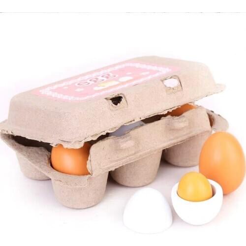 NEW 6PCS Wooden Multicolor Eggs Yolk Pretend Play Kitchen Food Cooking Kid Children Baby MagicToy Develop Intelligence Best GIft