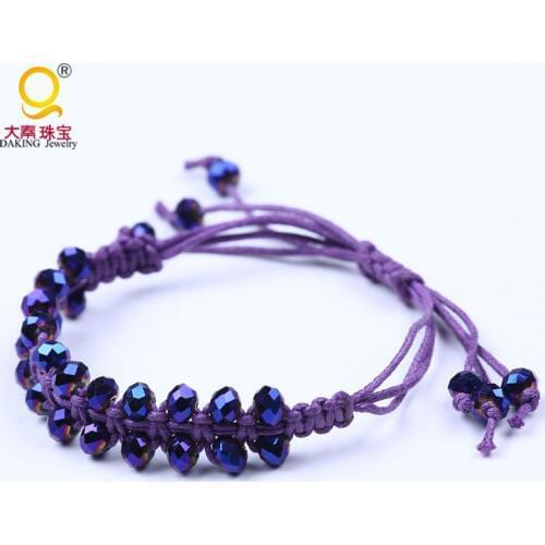 2016 new bling purple crystal beads bracelet string circle faceted crystal weaving bracelet cheap handmade jewelry DIY jewelry