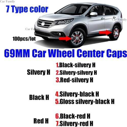 Whole Price 100PCS 69mm 6.9cm Wheel Rim Hub Cap Covers Emblem H logo 7 Type Auto Accessorie For CRV Civic Accord CITY Fit Pilot
