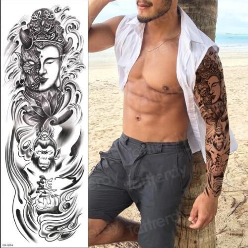 Full Sleeve Arm Temporary Tattoo Dragon Skull Japanese Tattoo Geisha Sexy Women Men Tattoo Long Sleeve tattoos Oversleeve Boys