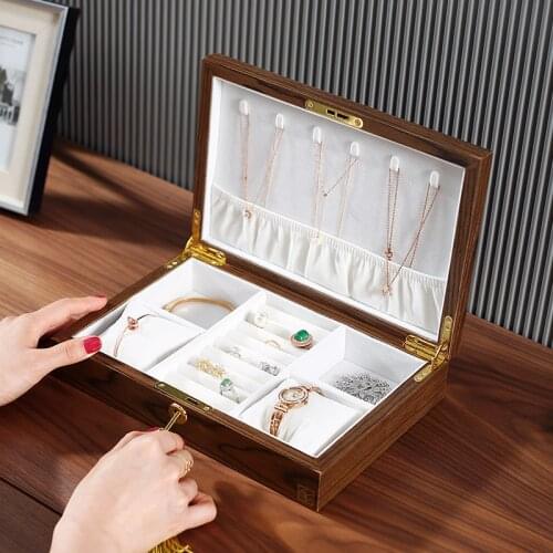 Luxury Large Wood Jewelry Watches Box Wooden Velvet Necklace Ring Earring Watch Organizer Jewellery Storage Case Casket