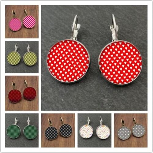 New round glass cabochon earrings, colorful dot earrings, hemispherical dome jewelry earrings, decorative jewelry for girls