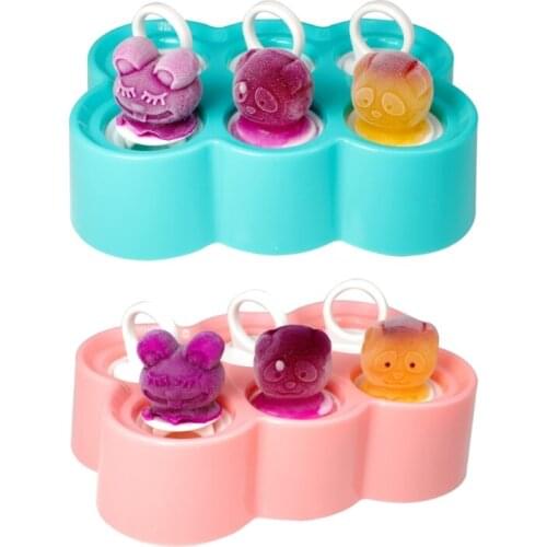 6pcs Cute Cartoon Molds BPA Free Maker Reusable Ice-Pop Mold for DIY Homemade Dishwasher Safe