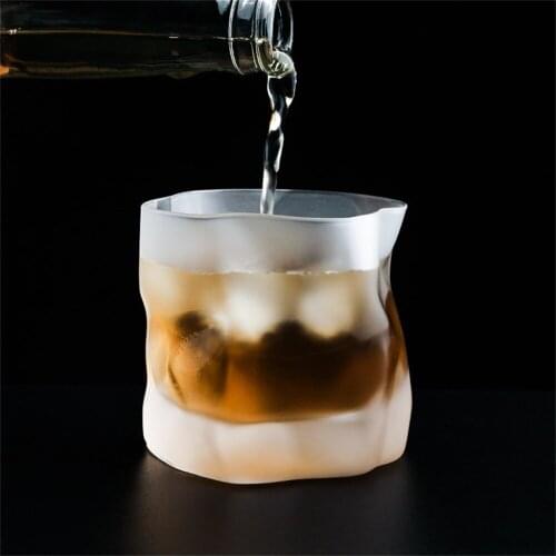 250ML Ins Style Japanese Creative Irregular Glass Cup Wine Beer Whiskey Vodka For Kitchen Bar Ice Pattern Fold Cups