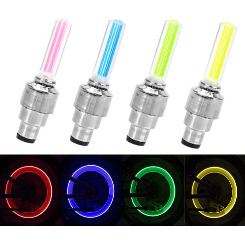 2X Auto Moto Bike LED Light Rotate Glow Tire Valve Cap Decorative Lantern Tire Valve Cap Flash Spoke Neon Lamp Car Wheel Light