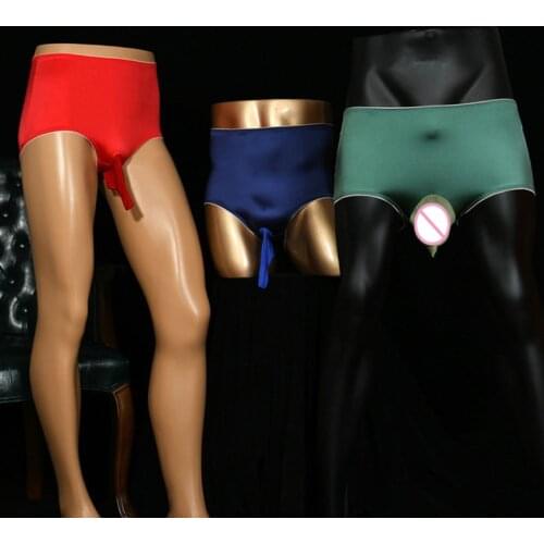 Unisex Plus Size Silk Glossy Briefs Underwear Penis Sheath Convex Pouch Men Linegerie Calcinha Panties Calzon Mujer Tangas Women