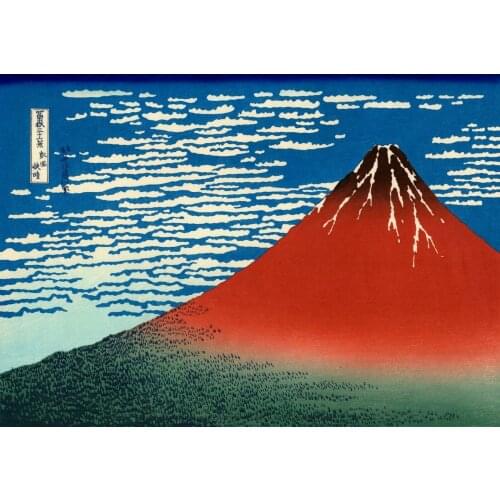 Vintage Japanese Fuji Mountains in clear Weather Red Fuji Katsushika Hokusai ART SILK POSTER Decorative Wall painting 24x36inch