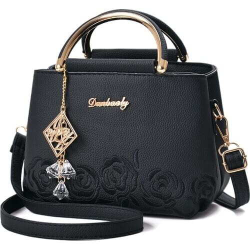 Women Small Bag Female EmbroideryPU Leather Designer Bag 2020 Fashion New Flower Shoulder Bag Womens Handbag