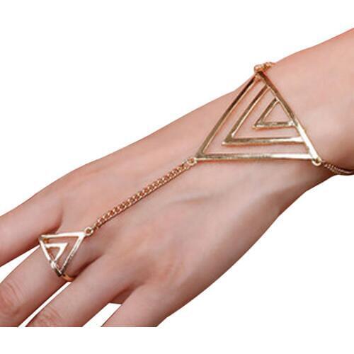 Women Fashion Triangle Charm Slave Chain Harness Bracelet Punk Jewelry Party Mujer pulseira Wrist Hand braccialetto