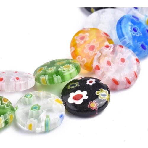 1 Strand Round /Flat Round Handmade Millefiori Glass Beads Strands for jewelry making DIY Bracelet Necklace,Mix Color