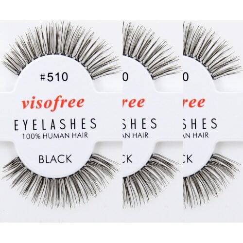 12 pairs/lot Visofree Eyelashes 100% Human Hair Handmade False Eyelashes Messy Nature Eye Lashes #510 maquiagem