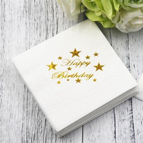 15PCS Party Napkins Decorative Glitter Words Printed Paper Napkins Beverage Napkins For Party