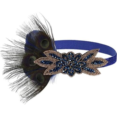 1920s Flapper Headband Headpiece Black Feather Headband Hair Accessories