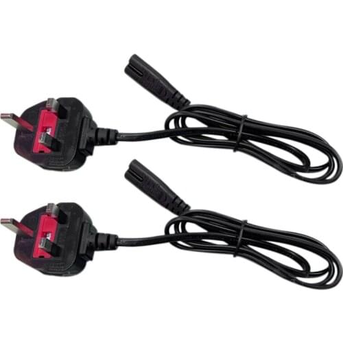 2PCS)1 Meter UK Power Cable Kettle Lead/Power Cord Compatible with PSP/PS2/PS3/PS4(UK Plug)