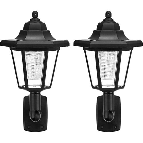 2pcs Solar Hex Wall Lights Dusk-to-Dawn Garden Wall Wall Mount Lantern