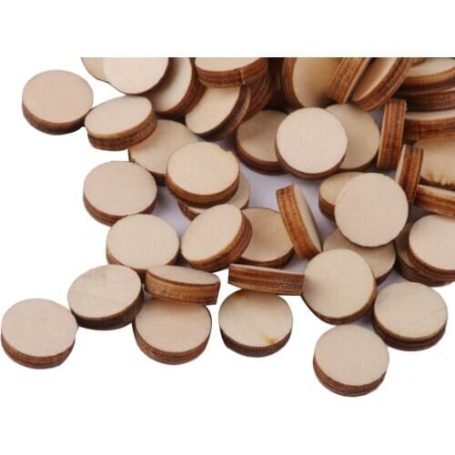 200pcs 10mm 20mm Mixed Round Disc Unfinished Wood Cutouts Shapes Crafts DIY