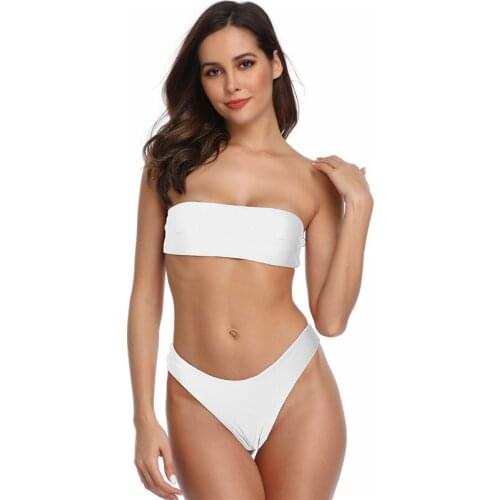 2021 Swimwear New Tube Top Solid Color Bikini Bikini Sexy Wrap Breast Bikini Swimsuit Women