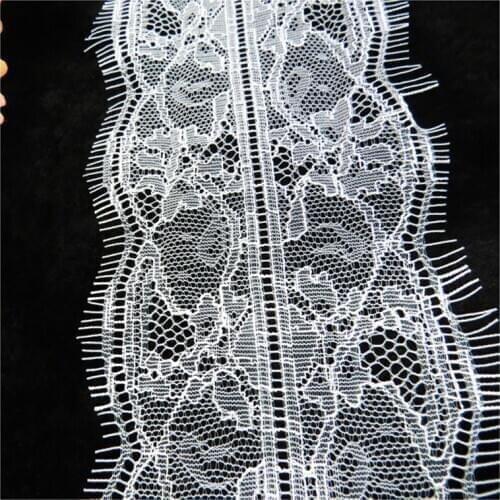 3Meter/Lot Embroidered Eyelash Lace Ribbon Black White Wedding Dress Applique Lace Trim Sewing Width/9cm Clothing Accessories