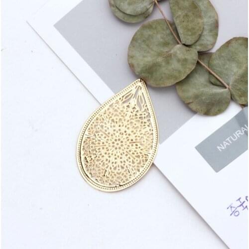 33x49MM Real Gold Plated Copper Big Tear Drop Charms Necklace Pendants Diy Jewelry Making Accessories Findings