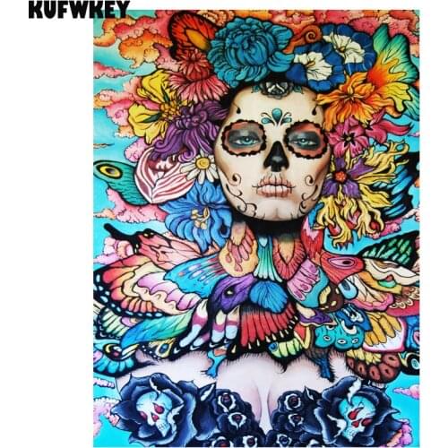 Diamond Painting mosaic skull woman full Square Round Cross-Stitch rhinestone Embroidery diamond terror halloween wall decor