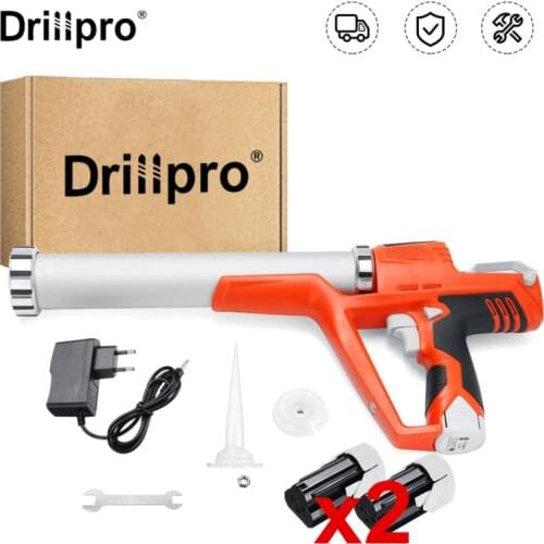 Drillpro Automatic Electric Glue Gun Electric Pressure Seams Waterproof Glass Glue Seal Sealant DIY Power Tools 2xLi-ion Battery