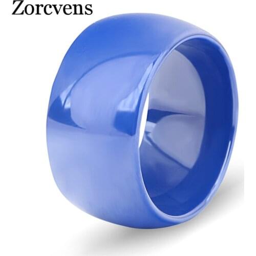 Modyle White/Blue 2 Color Unisex Jewelry USA Size 6-11# Luxury Broad Ceramic Rings Wedding Ring Vogue Wide Ceramic Ring