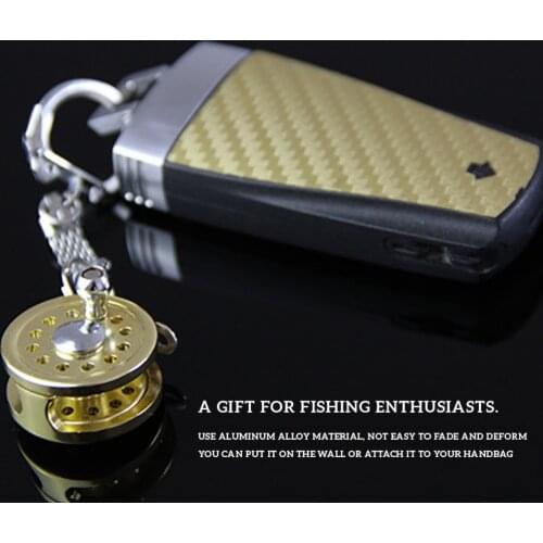 Key Chain Aluminum Alloy Key Ring Fishing Reel Pendant Decoration Key Finder Metal Pocket Tag