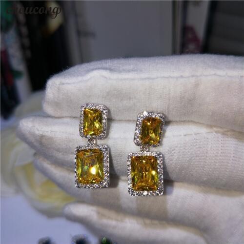 Choucong 6 colors Drop earring Princess cut AAAAA zircon cz 925 Sterling silver Wedding Dangle Earrings for women Party jewelry